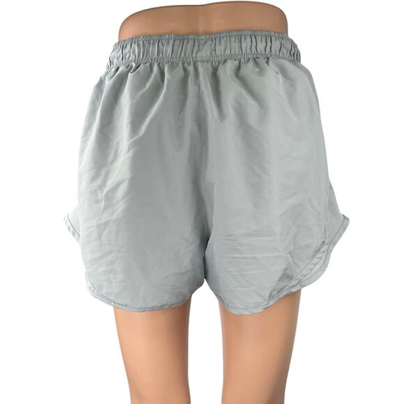 Nike Dri Fit Gray High Waisted Pull On Mesh Running Yoga Athletic Shorts Size M - Picture 3 of 5